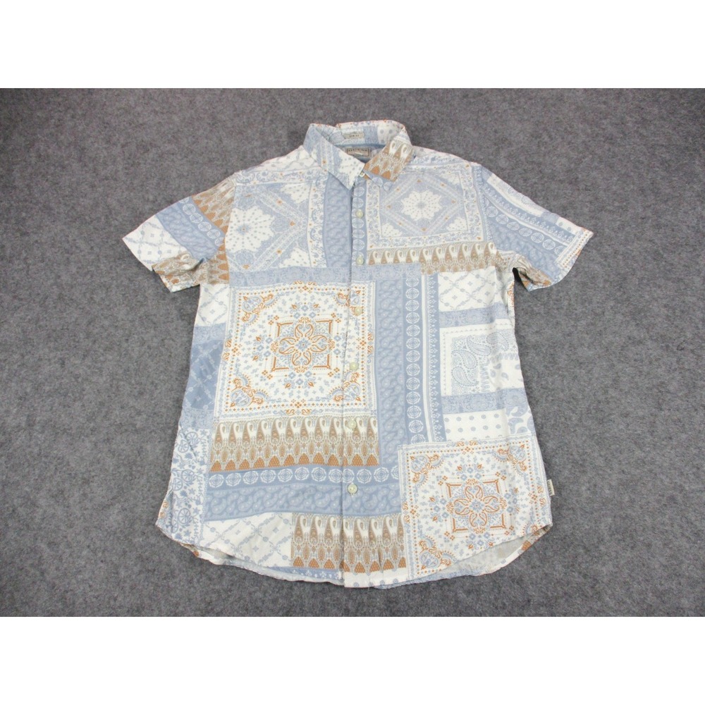 Guess Shirt Mens Small White Blue Paisley Viscose Button Up Lightweight